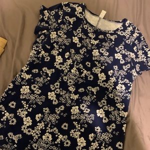 Blue dress with flowered pattern